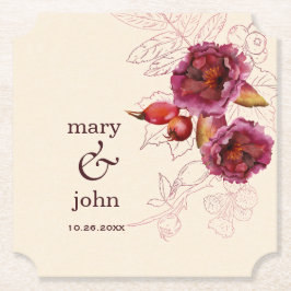 Boho Burgundy Ros Spår Underlägg Papper