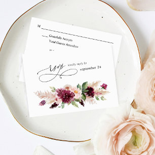 Boho Burgundy & Rosa Blommigt w Meal OSA 2 Kort
