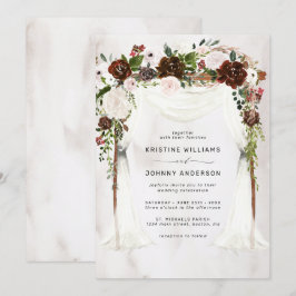 Boho Burgundy Rosa ros Watercolor Blommigt Bröllop Inbjudningar