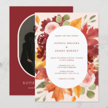 Boho Burgundy Rustic Blommigt Photo Bröllop