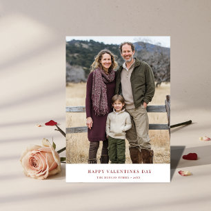 Boho Burgundy Valentines day Family Photo Hälsning Julkort