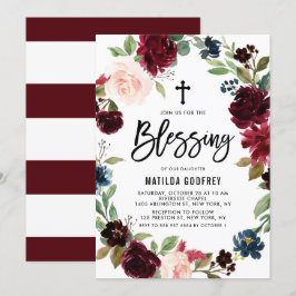 Boho Burgundy Watercolor Blommigt Wand Bland Inbjudningar