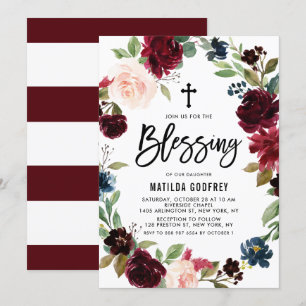 Boho Burgundy Watercolor Blommigt Wand Bland Inbjudningar