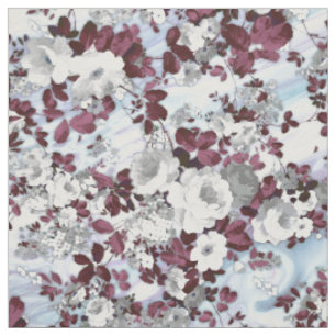 Boho burgundy White pastel marble blommönster Tyg