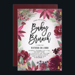 Boho Burgundy Winter Blommigt Baby Shower Brunch Inbjudningar<br><div class="desc">Familjen inbjudan och vänner till ditt barn duschbrunch med anpassadets blommigt inbjudan. Den har vattenfärgade illustrationer av burguny röd ros och poinsettias, gräs nål och bär med fingerade accenter från guld glitter. Den här inbjudan till blommigt är perfekt till helgdag- och juldagschaufförer. Anpassa genom att lägga till information om datum,...</div>