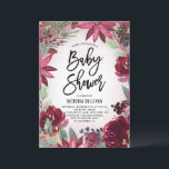 Boho Burgundy Winter Blommigt Ram Baby Shower Inbjudningar<br><div class="desc">Familjen inbjudan och vänner till din babydusch med inbjudan till anpassadets blommigt. Den har vattenfärgade illustrationer av burguny röd ros och poinsettias, gräs nål och bär med fingerade accenter från guld glitter. Den här inbjudan till blommigt är perfekt till helgdag- och juldagschaufförer. Anpassa genom att lägga till information om datum,...</div>