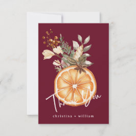 Boho Burgundy Winter Helgdag Torkad Orange Tack Kort