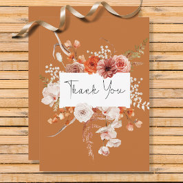 Boho Burnt Orange Blommigt Arch Monogram Rust Tack Kort