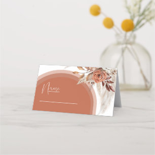 Boho Burnt Orange Blommigt & Pampas Grass Bröllop Placeringskort