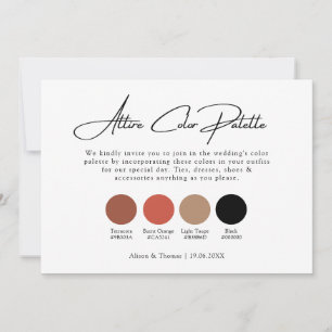 Boho Burnt Orange Bröllop Färg Palette Inbjudningar