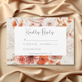 Boho Burnt Orange Fall Blommigt Monogram Beige OSA Kort