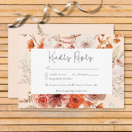 Boho Burnt Orange Fall Blommigt Monogram Peach OSA Kort