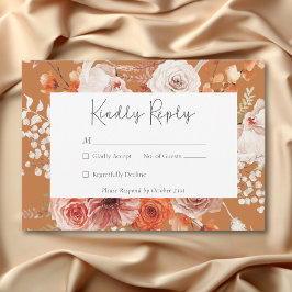 Boho Burnt Orange Fall Blommigt Monogram Rust OSA Kort