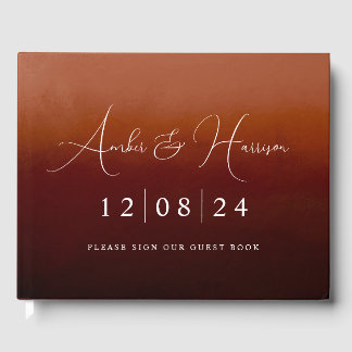 Boho Burnt Orange Ombre Modern Bröllop Guest Bok