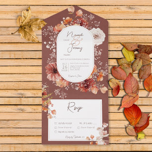 Boho Burnt Orange Rust Fall Blommigt Middag