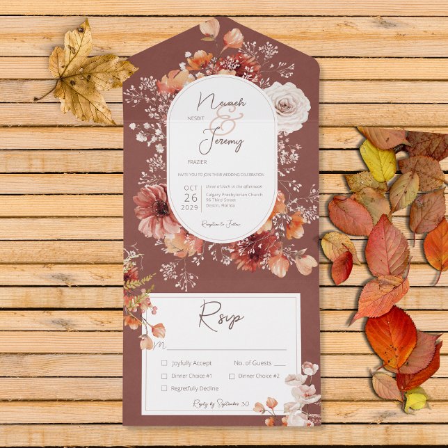 Boho Burnt Orange Rust Fall Blommigt Middag (Skapare uppladdad)