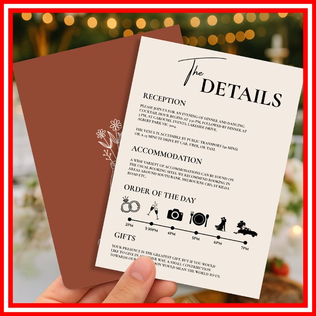 Boho Burnt Orange Rustic Bröllop order of Events Inbjudningar (Skapare uppladdad)