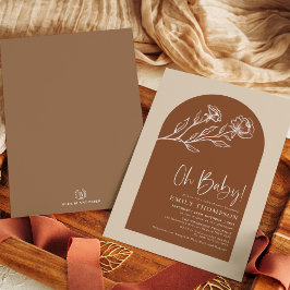 Boho Burnt Orange Terracotta Arch Baby Shower Inbjudningar