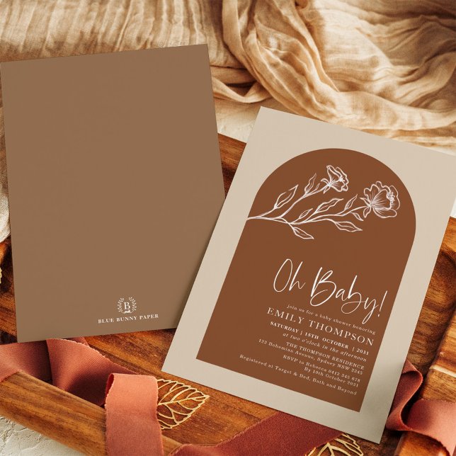 Boho Burnt Orange Terracotta Arch Baby Shower Inbjudningar (Skapare uppladdad)