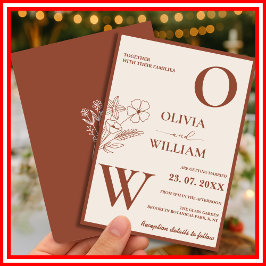 Boho Burnt Orange Terracotta Rustic Bröllop Inbjudningar