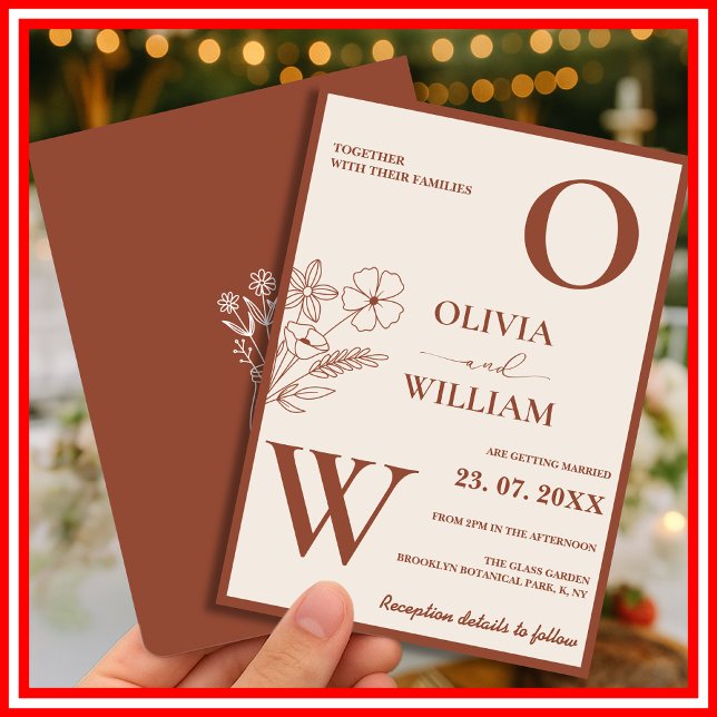 Boho Burnt Orange Terracotta Rustic Bröllop Inbjudningar (Skapare uppladdad)