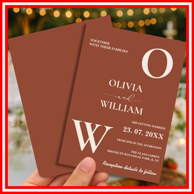 Boho Burnt Orange Terracotta Rustic Bröllop Inbjudningar (Skapare uppladdad)