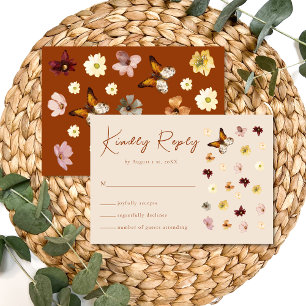 Boho Burnt Orange Wildblomma OSA Kort