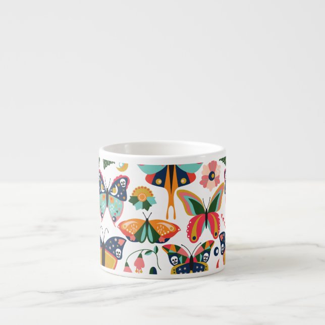 Boho Butterflies: Sömlös Tapet Mönster. Espressomugg (Framsidan)