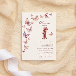 Boho Butterfly 1-årsfest Inbjudningar