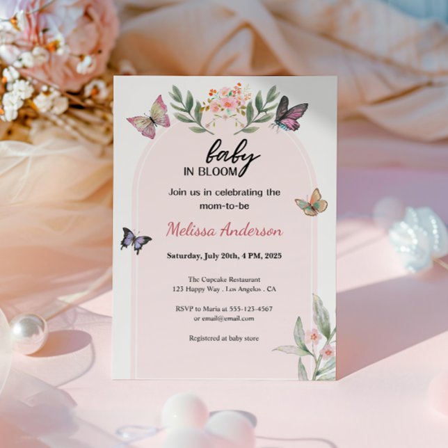 Boho Butterfly Baby i Bloom Baby Shower Inbjudningar (Skapare uppladdad)