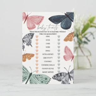 Boho Butterfly Baby Shower Baby Traits Game Inbjudningar