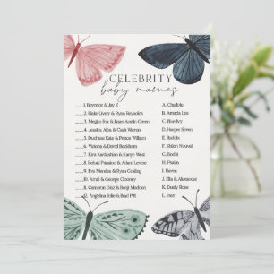 Boho Butterfly Baby Shower Berömd Namn Game Inbjudningar
