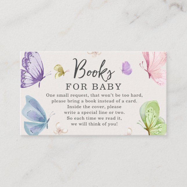 Boho Butterfly Baby Shower Bokar för Baby Card Tilläggskort (Framsida)