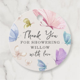 Boho Butterfly Baby Shower Circle Favor Taggar Gåvor Etiketter
