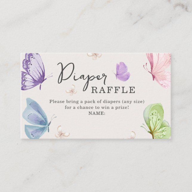 Boho Butterfly Baby Shower Diaper Raffle Card Tilläggskort (Framsida)
