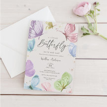 Boho Butterfly Baby Shower-inbjudan