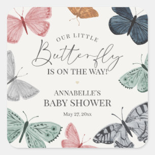 Boho Butterfly Baby Shower Inbjudan Kuvert Fyrkantigt Klistermärke