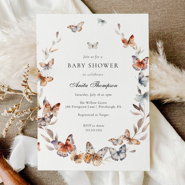 Boho Butterfly Baby Shower Inbjudningar (Skapare uppladdad)