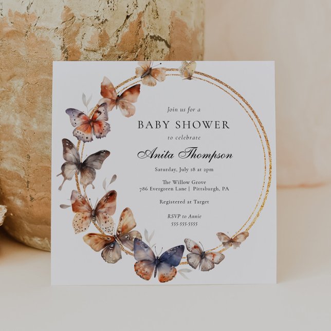 Boho Butterfly Baby Shower Inbjudningar (Skapare uppladdad)