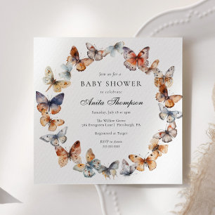 Boho Butterfly Baby Shower Inbjudningar