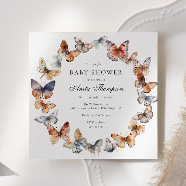 Boho Butterfly Baby Shower Inbjudningar (Skapare uppladdad)