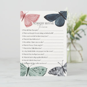 Boho Butterfly Baby Shower Nursery Rhyme Trivia Inbjudningar