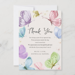 Boho Butterfly Baby Shower (tack för ditt kort) Tack Kort