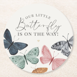 Boho Butterfly Baby Shower Underlägg Papper Rund