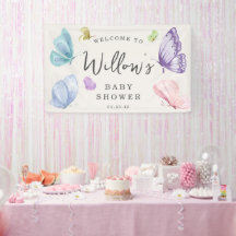 Boho Butterfly Baby Shower Välkomstbanderoll