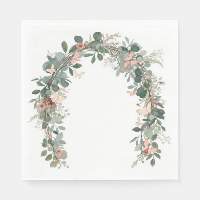 Boho Butterfly Baby Sprinkle Napkins Eucalyptus Pappersservett (Framsidan)