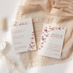 Boho Butterfly Bachelorette Helg Itinerary Inbjudningar