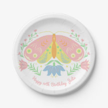 Boho Butterfly Birthday Papper Tallrikar