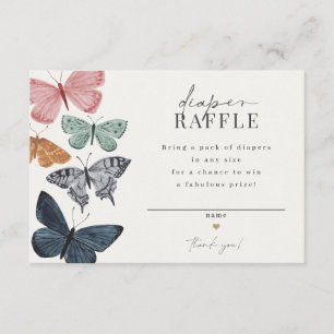 Boho Butterfly Diaper Raffle-inbjudan Tilläggskort