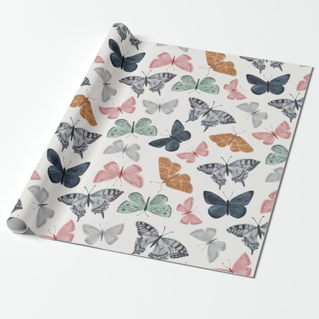 Boho Butterfly Enchanted Wrapping Papper Presentpapper (Utrullad)